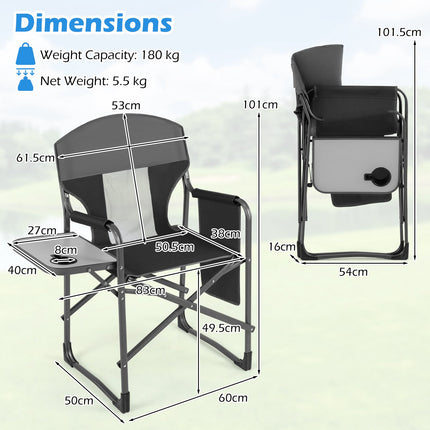 Folding Camping Chair with Side Table, Cup Holder, 400 lb