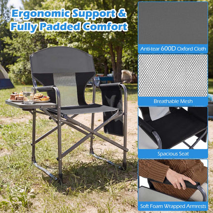 Folding Camping Chair with Side Table, Cup Holder, 400 lb