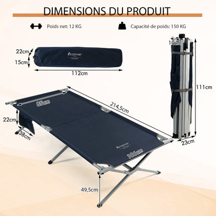 Folding Camping Cot With Carry Bag, 150 kg
