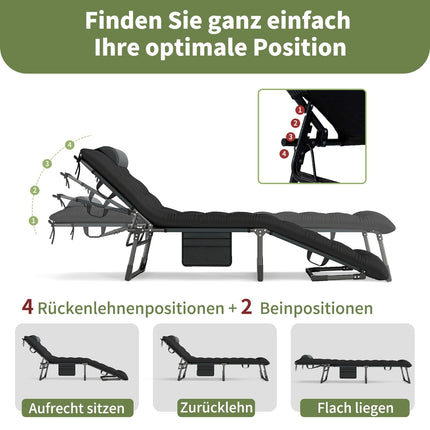 Folding Camping Cot with Adjustable Mattress, Black