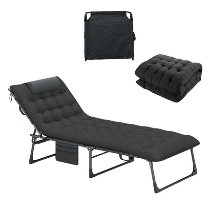 Folding Camping Cot with Adjustable Mattress, Black