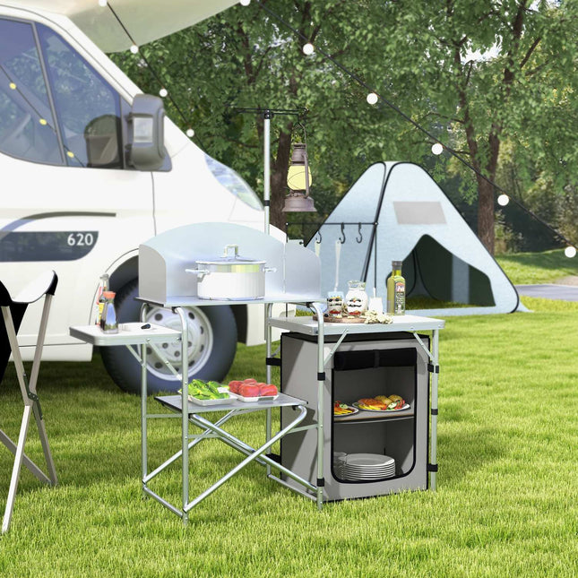 Outdoor-Faltküche für Camping mit UV- und Windschutz