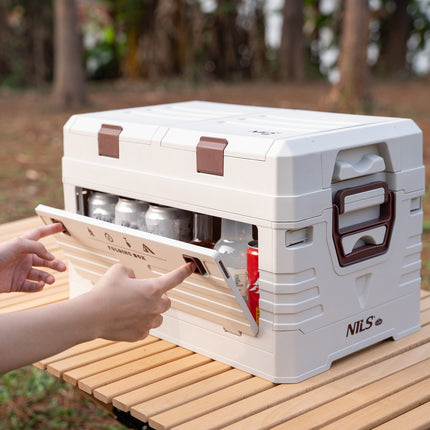 Folding Camping Storage Box with Lid, 50L Capacity