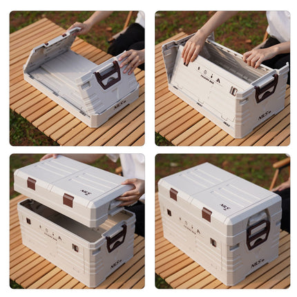 Folding Camping Storage Box with Lid, 50L Capacity