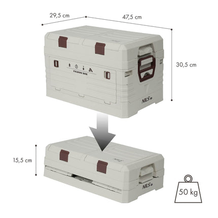 Folding Camping Storage Box with Lid, 50L Capacity