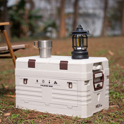 Folding Camping Storage Box with Lid, 50L Capacity