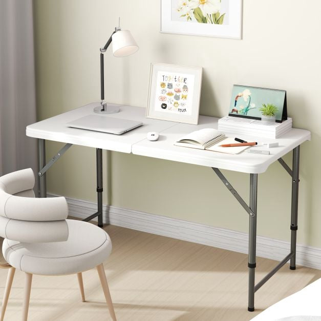 Opklapbare campingtafel 122 cm, in hoogte verstelbaar, HDPE-blad