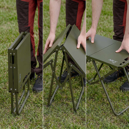 Folding Camping Table, Green, Steel Frame, Carry Cover