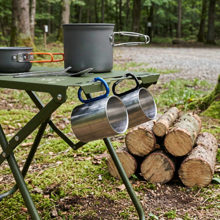 Folding Camping Table, Green, Steel Frame, Carry Cover