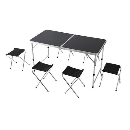 Folding Camping Table with 4 Stools, Adjustable Height