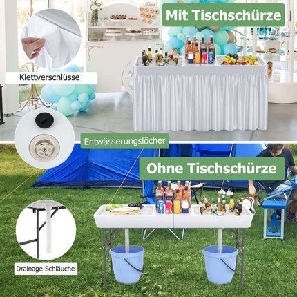 Folding Camping Table with Double Basin & Drain Hose