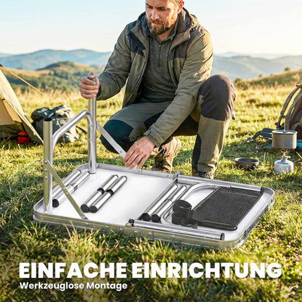 Klappbarer Campingtisch mit Netz, Höhenverstellbar, Aluminium