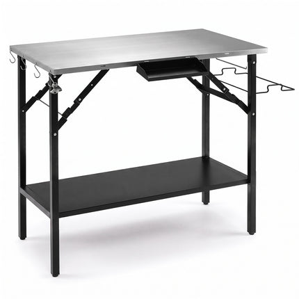 Folding Camping Table with Stainless Steel Top & Spice Rack