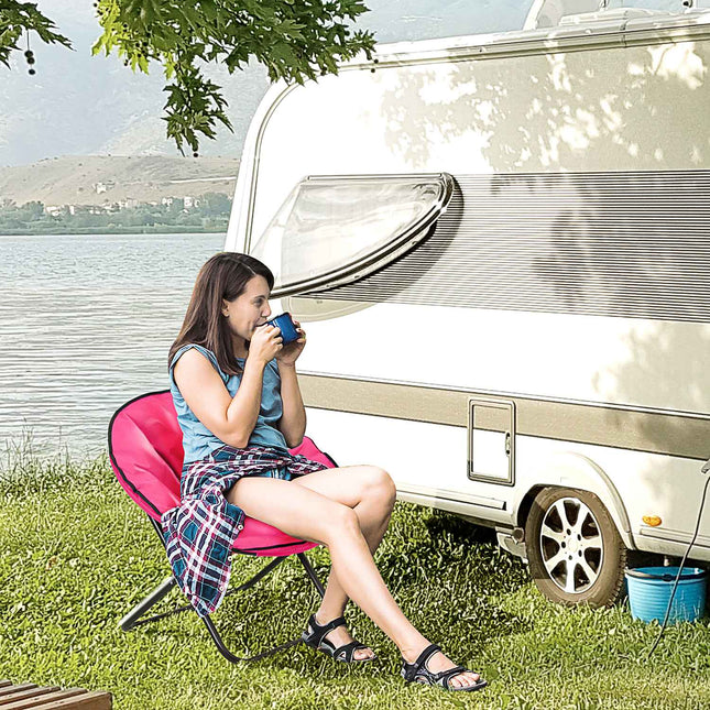Faltbarer Campingstuhl, gepolstert, Metall & Oxford, pink
