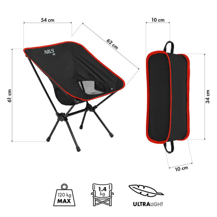 Folding Chair, Ultra Light, Black, Portable