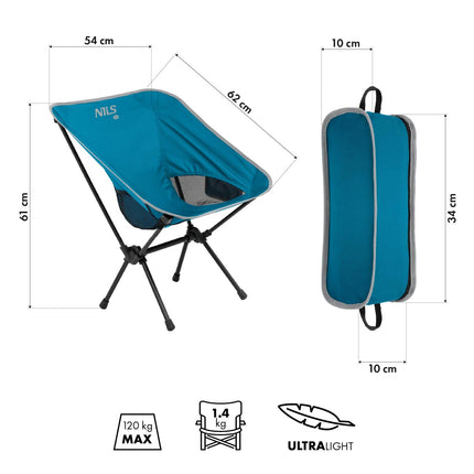 Folding Chair, Ultra Light, Blue, Portable