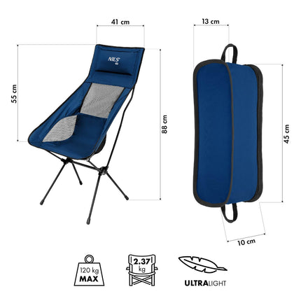 Folding Chair, Ultra Light, Dark Blue, Portable