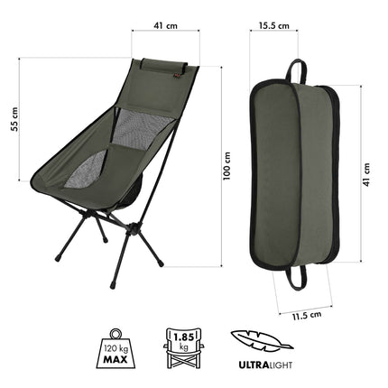Faltstuhl, ultraleicht, Khaki, tragbar