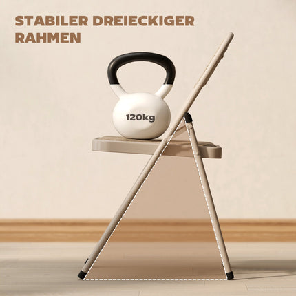 Klappstühle 2er-Pack, Metallbeine, Leinenoptik, Beige