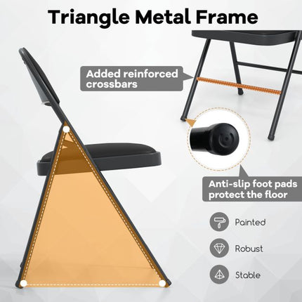 Folding Chairs, 4-Pack, Metal Frame, 150 kg Load