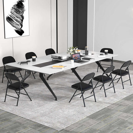 Folding Chairs, Padded PVC Leather, Metal Frame, 2-Pack, Black