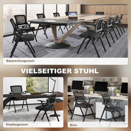 Folding Chairs Set of 2 with Mesh Backrest and Steel Frame, Padded Seat, Black
