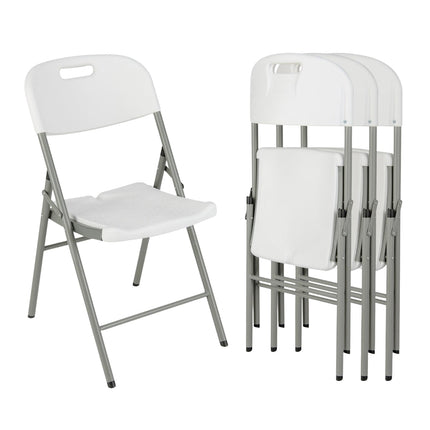 Klappstühle 4er-Set, Metallgestell, Weiß, tragbar
