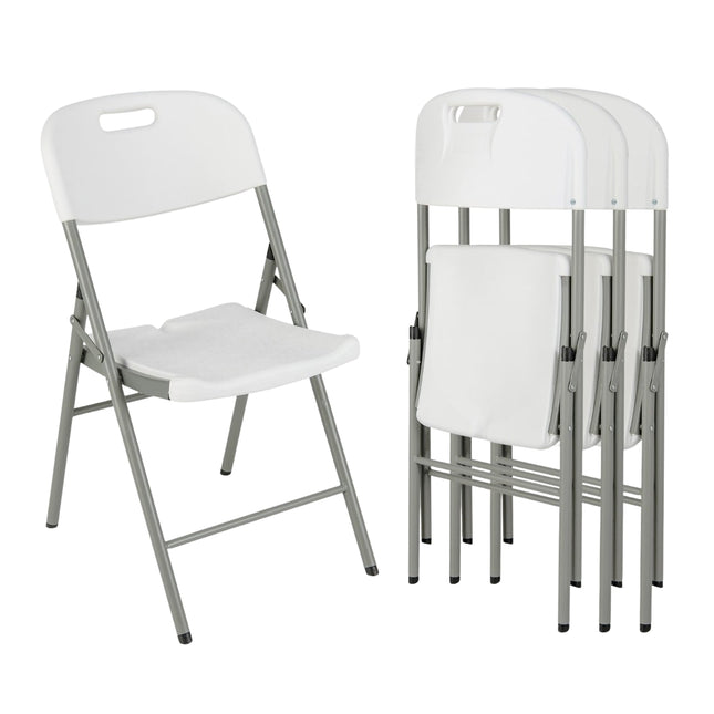 Klappstühle 4er-Set, Metallgestell, Weiß, tragbar