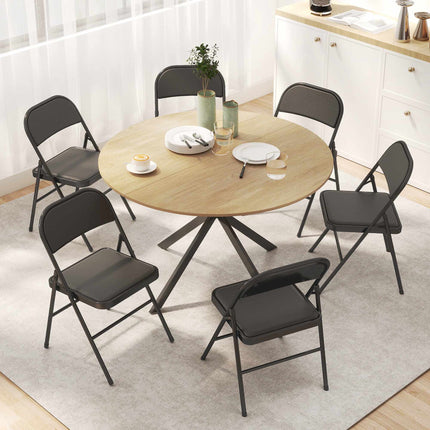Klappstühle 6er-Set, schwarzes Kunstleder, Stahlgestell