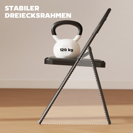 Klappstühle 6er-Set, schwarzes Kunstleder, Stahlgestell