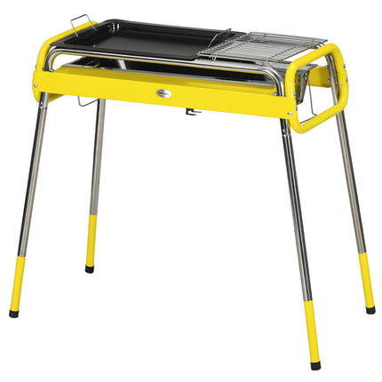 Folding stainless steel charcoal grill, 2 grates, portable