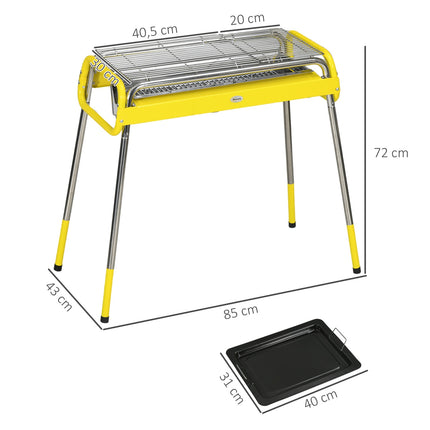 Folding stainless steel charcoal grill, 2 grates, portable