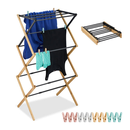 Folding Clothes Airer with 6 Tiers and 11 Rails