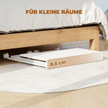 Folding Computer Desk with Wheels, White, 80 x 52 cm