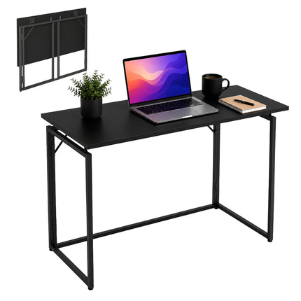 Folding Desk, Black – 100 x 50 cm, Wood & Steel