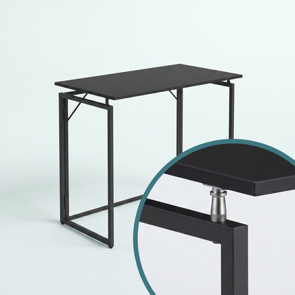 Folding Desk, Black – 100 x 50 cm, Wood & Steel