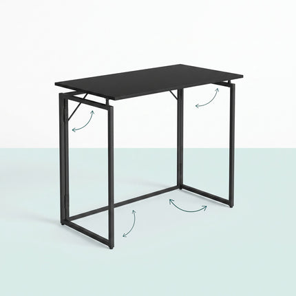 Folding Desk, Black – 100 x 50 cm, Wood & Steel