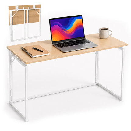 Folding Desk – Natural White, 100 x 50 cm, Wood & Steel