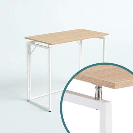 Folding Desk, Natural White, 80x40 cm, Wood & Steel