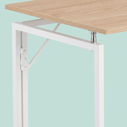 Folding Desk, Natural White, 80x40 cm, Wood & Steel