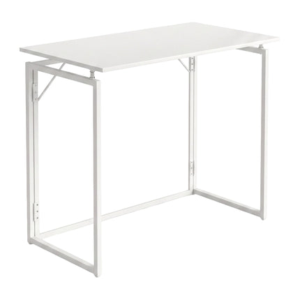 Folding Desk, White, 100x50 cm, Wood & Steel Frame