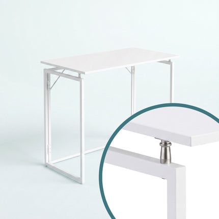 Folding Desk, White, 100x50 cm, Wood & Steel Frame