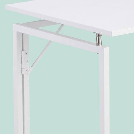 Folding Desk, White, 100x50 cm, Wood & Steel Frame