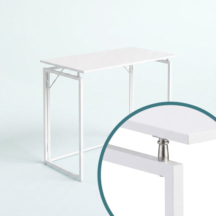 Folding Desk, White, 80x40 cm, Wood & Steel Frame