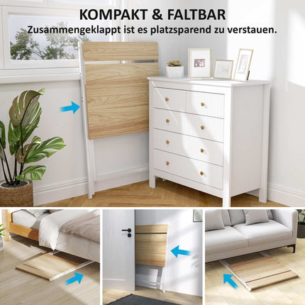 Folding Desk with Monitor Stand, 70 cm, Natural Wood