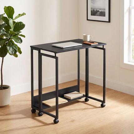 Folding Desk with Wheels, Black, 80x50 cm