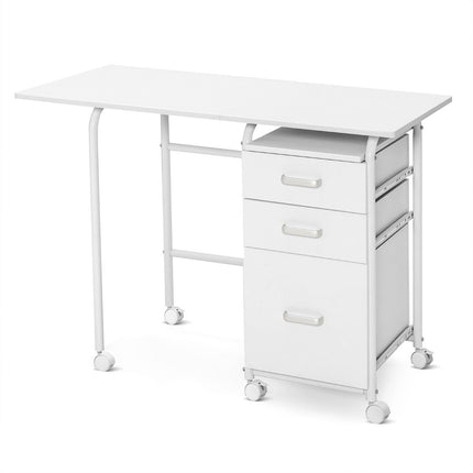 Folding Desk with Wheels Computer Desk 105 x 50 x 75 cm White