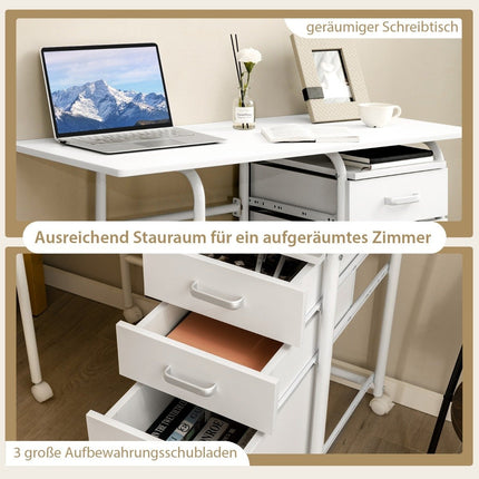 Folding Desk with Wheels Computer Desk 105 x 50 x 75 cm White