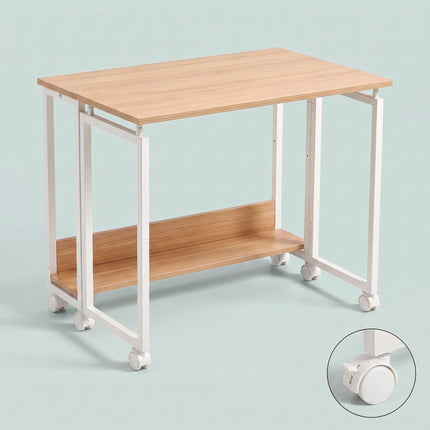 Folding Desk with Wheels, Natural White, 60x50 cm