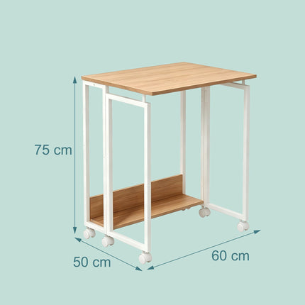 Folding Desk with Wheels, Natural White, 60x50 cm